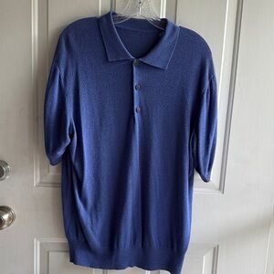 Men's Blue Polo Knit Shirt Made in Italy